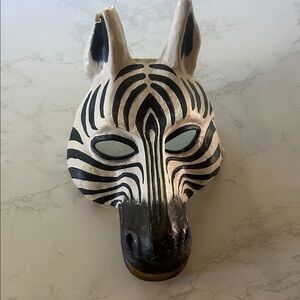 Mud Pie Zebra-Inspired Mask with Black and Cream Accents